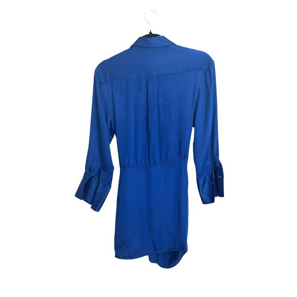 Zara Satin Effect Wrap Dress Cobalt Blue XS Deep Winter Color - Picture 3 of 10